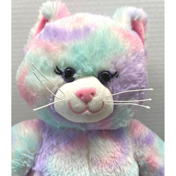 Build a Bear Kitty Cat BAB Plush Swirl Pastel Tie-Dye Pink Purple Stuffed Animal - Picture 2 of 10